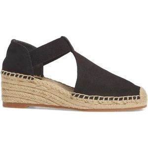 NIB Tory Burch Catalina 3 Espadrille Wedge Sandal BLACK